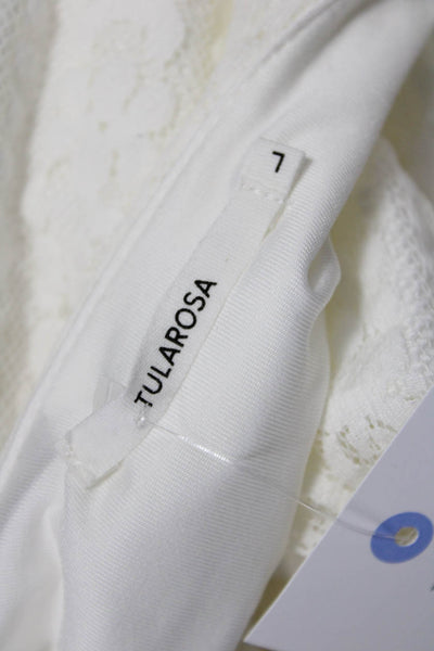 Tularosa Womens Fit & Flare Sundress White V-Neck Short Sleeve Bohemian Size L
