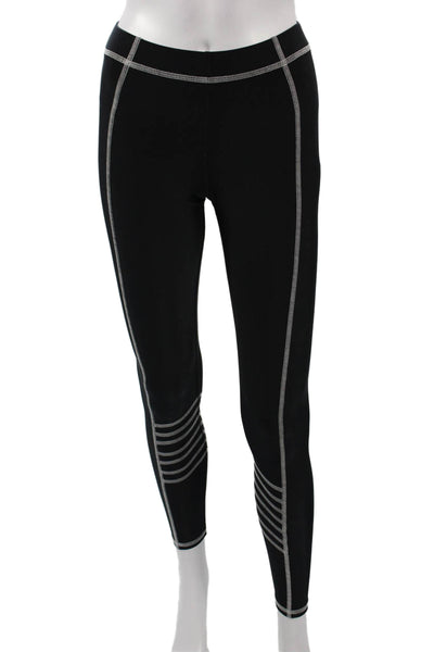 Terez Women Black Striped Ankle Leggings Size XL
