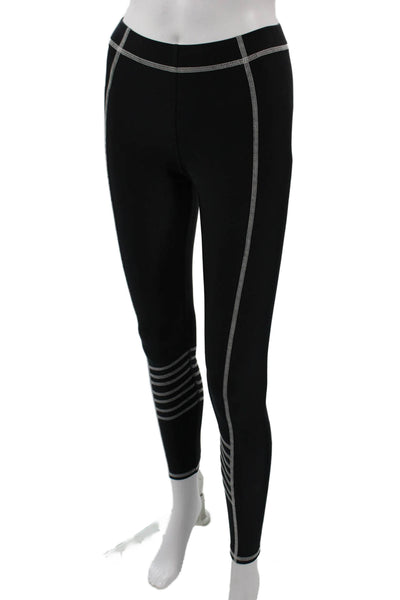 Terez Women Black Striped Ankle Leggings Size XL