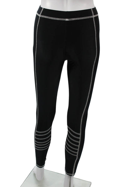 Terez Women Black Striped Ankle Leggings Size XL