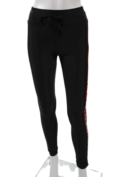 The Upside Women Striped Black Ankle Jogger Leggings Drawstring Size 8