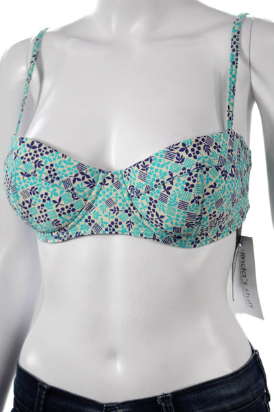 Marc By Marc Jacobs Women Bikini Top Blue Geometric Size M