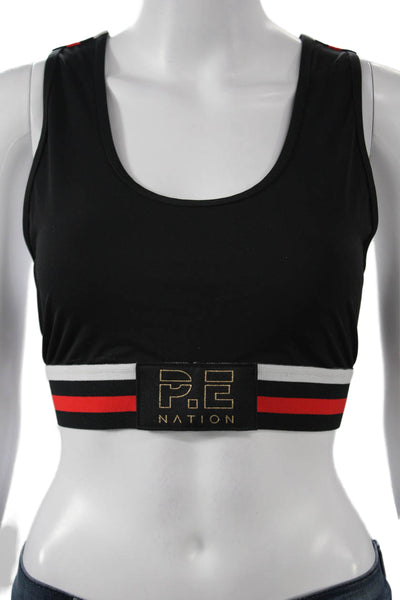 PE Nation Womens Pull On Sports Bra Black Red Size Large