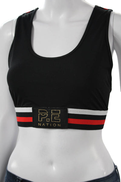 PE Nation Womens Pull On Sports Bra Black Red Size Large
