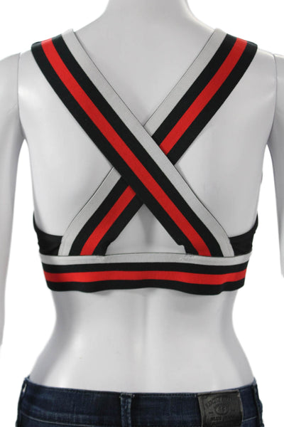 PE Nation Womens Pull On Sports Bra Black Red Size Large