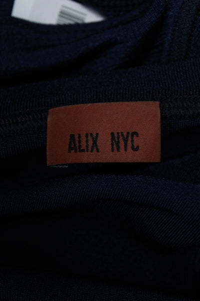 ALIX NYC Women V Neck Long Sleeve Bodysuit Blue Solid Size L