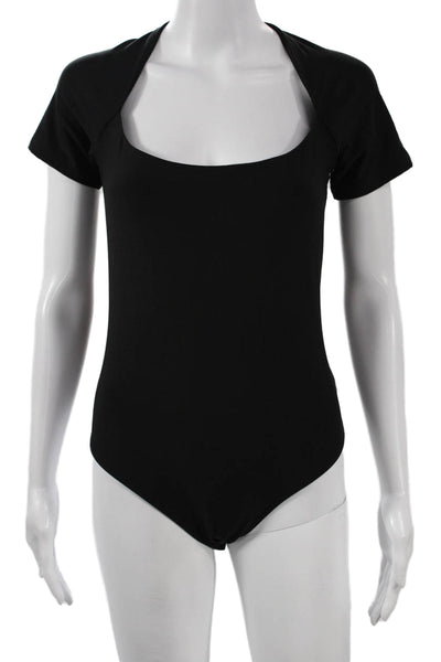 Alix Women Black Short Sleeve Round Neck Bodysuit Size L