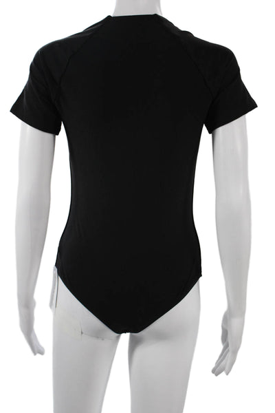 Alix Women Black Short Sleeve Round Neck Bodysuit Size L