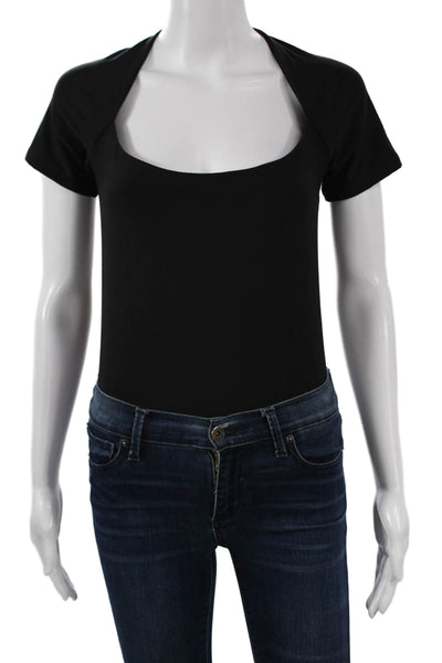 Alix Women Black Short Sleeve Round Neck Bodysuit Size L