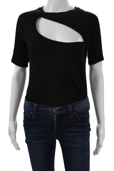 Alix Women Black Short Sleeve Top Size L