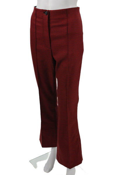 Helmut Lang Women Dress Pants Red Checked Virgin Wool Blend Size 8