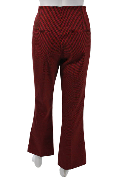 Helmut Lang Women Dress Pants Red Checked Virgin Wool Blend Size 8