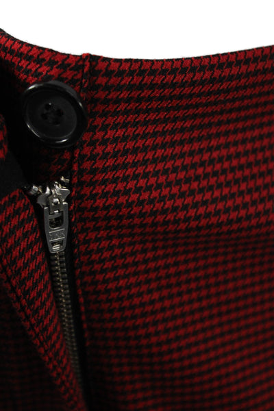 Helmut Lang Women Dress Pants Red Checked Virgin Wool Blend Size 8
