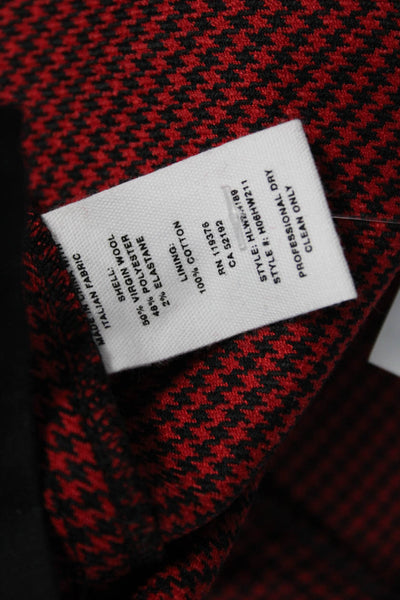 Helmut Lang Women Dress Pants Red Checked Virgin Wool Blend Size 8