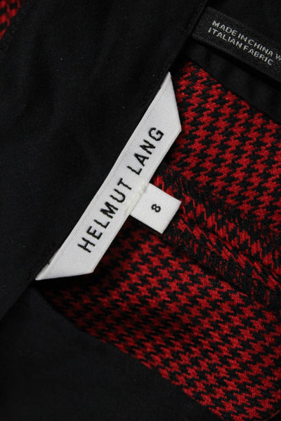 Helmut Lang Women Dress Pants Red Checked Virgin Wool Blend Size 8