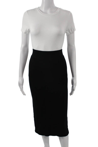 ATM Women Straight Pencil Skirt Black Micromodal Knee Length Size S