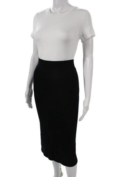 ATM Women Straight Pencil Skirt Black Micromodal Knee Length Size S