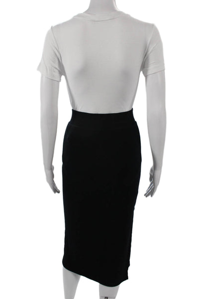 ATM Women Straight Pencil Skirt Black Micromodal Knee Length Size S