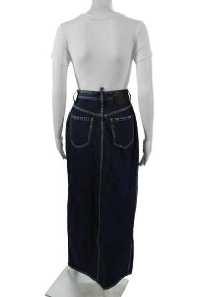 Dsquared2 Womens Maxi Straight Pencil Skirt Dark Blue 100% Cotton Size 44