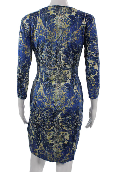 Just Cavalli Women Dark Blue Paisley Bodycon Dress Size M