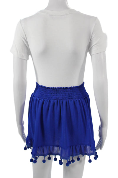 Ramy Brook Womens Short Peasant Skirt Solid Blue Size S