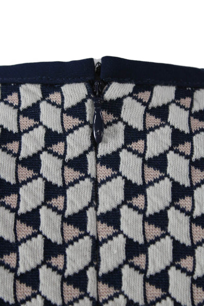 J. Mclaughlin Women Shift Dress Dark Blue Sleeveless Crew Neck Geometric Size L