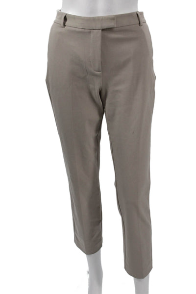 Reiss Women Ankle Cropped Dress Pants Beige Hook & Eye Size 6