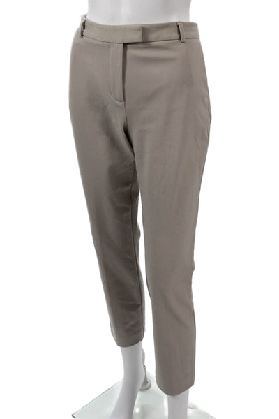 Reiss Women Ankle Cropped Dress Pants Beige Hook & Eye Size 6