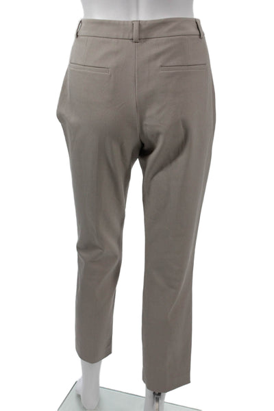 Reiss Women Ankle Cropped Dress Pants Beige Hook & Eye Size 6