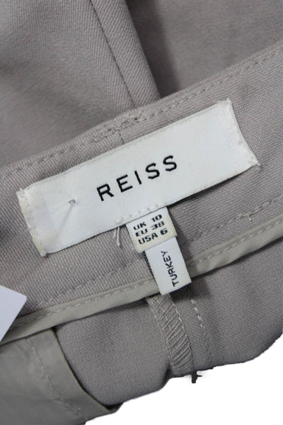 Reiss Women Ankle Cropped Dress Pants Beige Hook & Eye Size 6