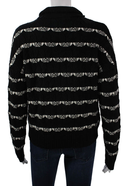 Joie Womens Pullover Mock Neck Striped Black Viscose Long Sleeve Size S