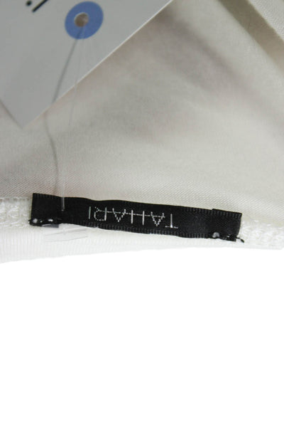 Tahari Women Basic White V-Neck Short Sleeve T-Shirt Size M