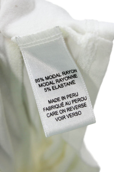 Tahari Women Basic White V-Neck Short Sleeve T-Shirt Size M