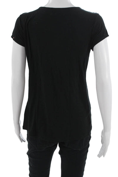 Tahari Womens Black Silk Basic Short Sleeve Round Neck T-Shirt Size S
