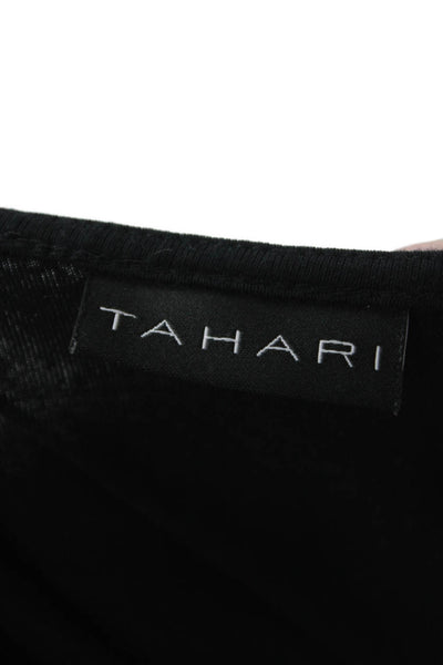 Tahari Womens Black Silk Basic Short Sleeve Round Neck T-Shirt Size S