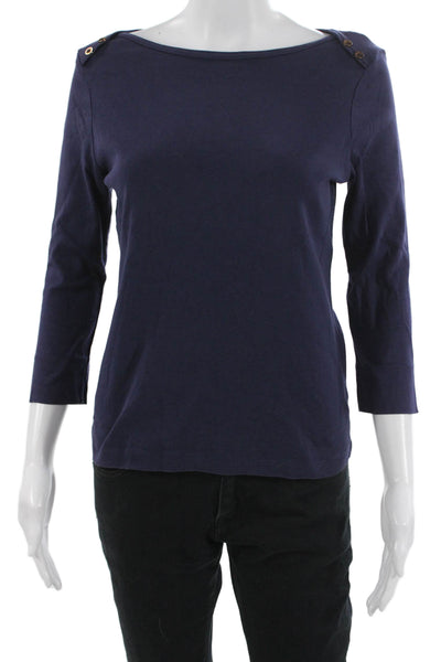 Lilly Pulitzer Womens Basic Dark Blue Cotton 3/4 Sleeve T-Shirt Size S