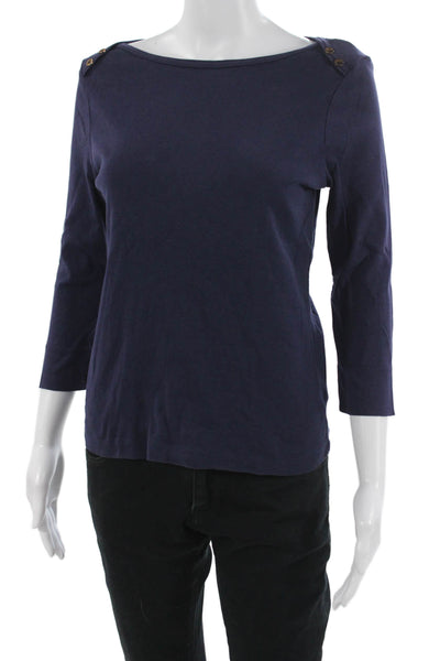 Lilly Pulitzer Womens Basic Dark Blue Cotton 3/4 Sleeve T-Shirt Size S
