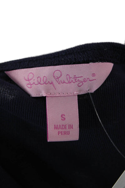 Lilly Pulitzer Womens Basic Dark Blue Cotton 3/4 Sleeve T-Shirt Size S