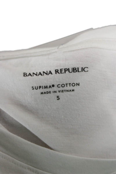 Banana Republic Women Basic White Cotton Crew Neck Long Sleeve T-Shirt Size S
