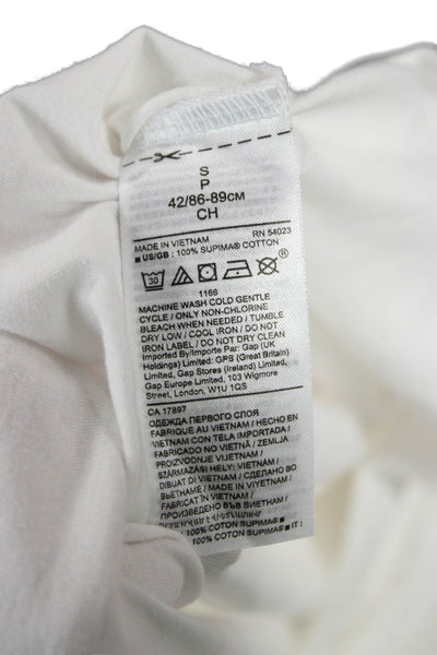 Banana Republic Women Basic White Cotton Crew Neck Long Sleeve T-Shirt Size S