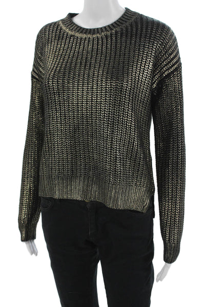 Lucy Paris Women Pullover Sweater Black Crew Neck Long Sleeve Size S