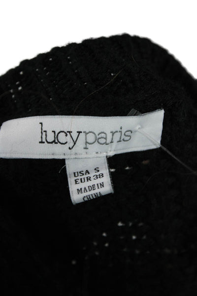 Lucy Paris Women Pullover Sweater Black Crew Neck Long Sleeve Size S