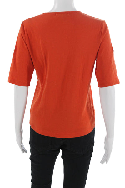 Lauren Ralph Lauren Womens Basic T-Shirt Orange Cotton Short Sleeve Size M