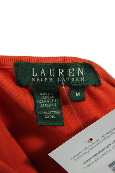 Lauren Ralph Lauren Womens Basic T-Shirt Orange Cotton Short Sleeve Size M