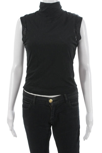 Nike Womens Basic Sleeveless Mock Neck Tank Black Polyester Button Size M