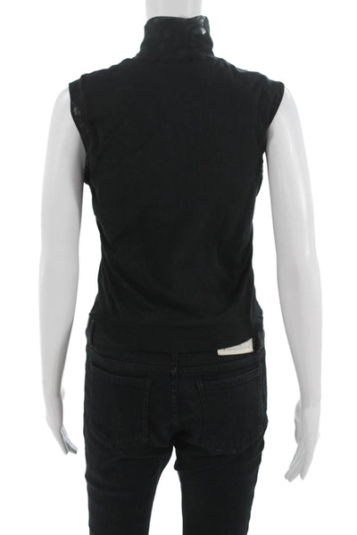 Nike Womens Basic Sleeveless Mock Neck Tank Black Polyester Button Size M