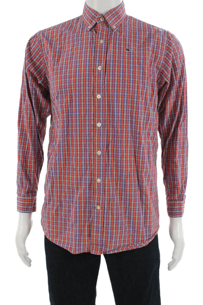 Vineyard Vines Mens Button-Down Plaid Red Shirt Long Sleeve Size XL