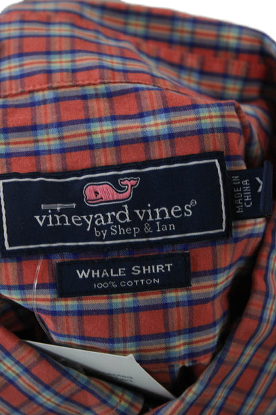 Vineyard Vines Mens Button-Down Plaid Red Shirt Long Sleeve Size XL