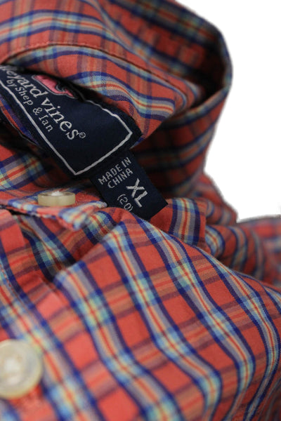 Vineyard Vines Mens Button-Down Plaid Red Shirt Long Sleeve Size XL