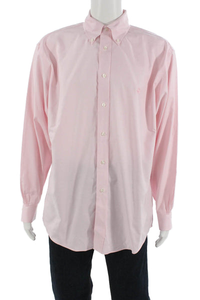 Brooks Brothers Mens Buttondown Dress Shirt Pink Long Sleeve Cotton Size L
